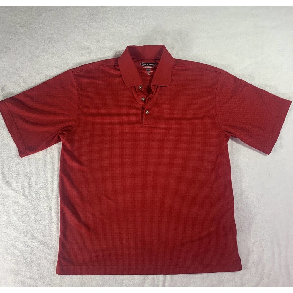 Pebble Beach Performance Polo Red Mens Size M Short Sleeve